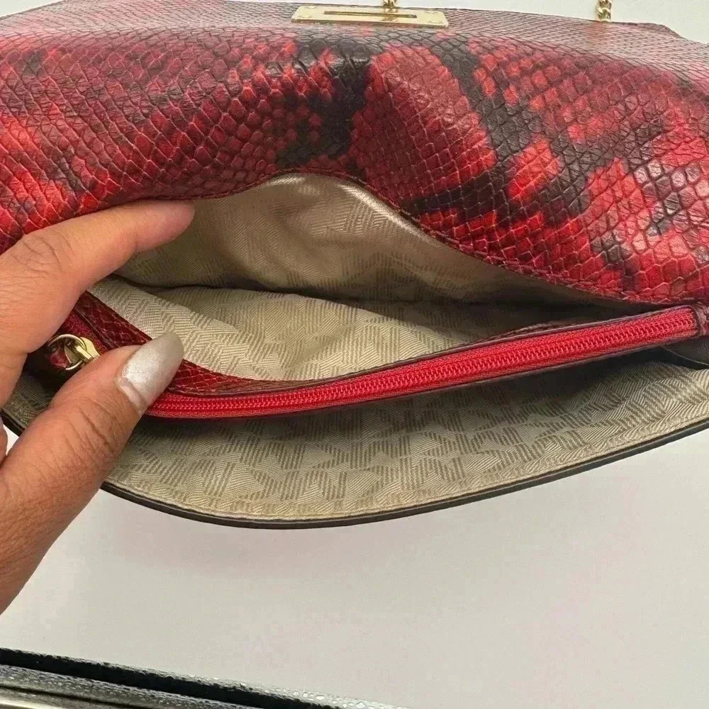 Michael Kors Calf Leather Python Print Clutch Wit… - image 4